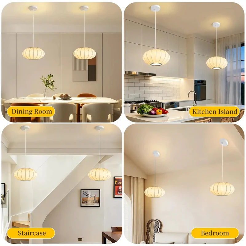 11.5 Inch White Bubble Pendant Light With Soft Glow Imitation Silk Lantern Shade Small Ceiling Bulb Lamp Perfect For Creating Dreamy Ambiance And Cozy Vibes In Bedroom Or Hallway