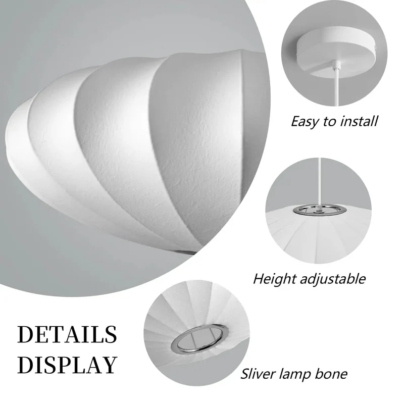11.5 Inch White Bubble Pendant Light With Soft Glow Imitation Silk Lantern Shade Small Ceiling Bulb Lamp Perfect For Creating Dreamy Ambiance And Cozy Vibes In Bedroom Or Hallway