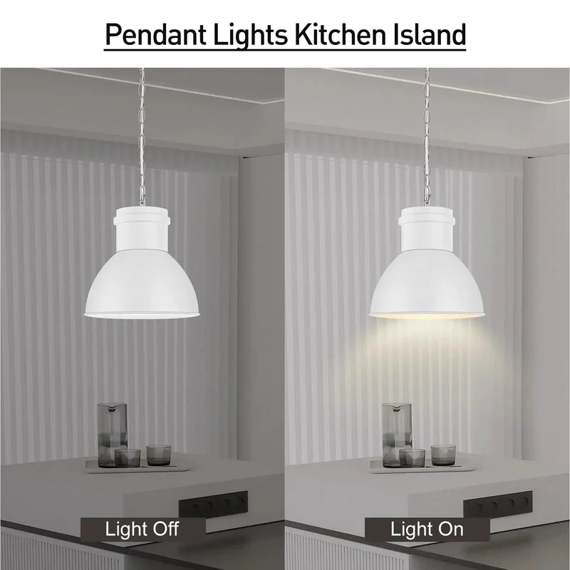 White Industrial Pendant Light For Kitchen Island Featuring Frosted Metal Shade And Heavy Duty Iron Chain Drop Fixture Boasts Dope Ambience And Delivers Sick Durability Daily