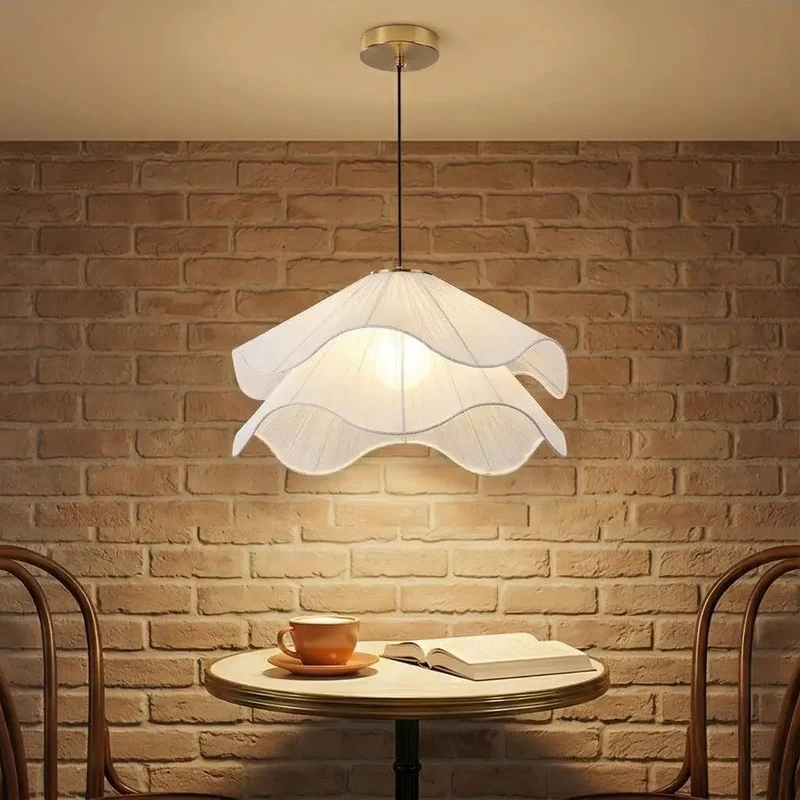 Chic Fabric Pleated Pendant Light For Indoor Rooms Featuring Smooth Wavy Flower Shade With Dreamy Ambient Glow And Modern Ceiling Mount That Gives You Serious Room Vibes Today