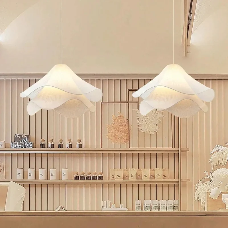 Chic Fabric Pleated Pendant Light For Indoor Rooms Featuring Smooth Wavy Flower Shade With Dreamy Ambient Glow And Modern Ceiling Mount That Gives You Serious Room Vibes Today