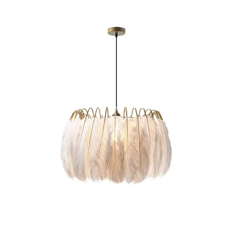 White Feather Pendant Light Chandelier Hanging Over Kitchen Island Or Dining Room Nordic Design Elegant Ceiling Fixture For Bedroom Easy Install Head Turner Room Vibe Upgrade
