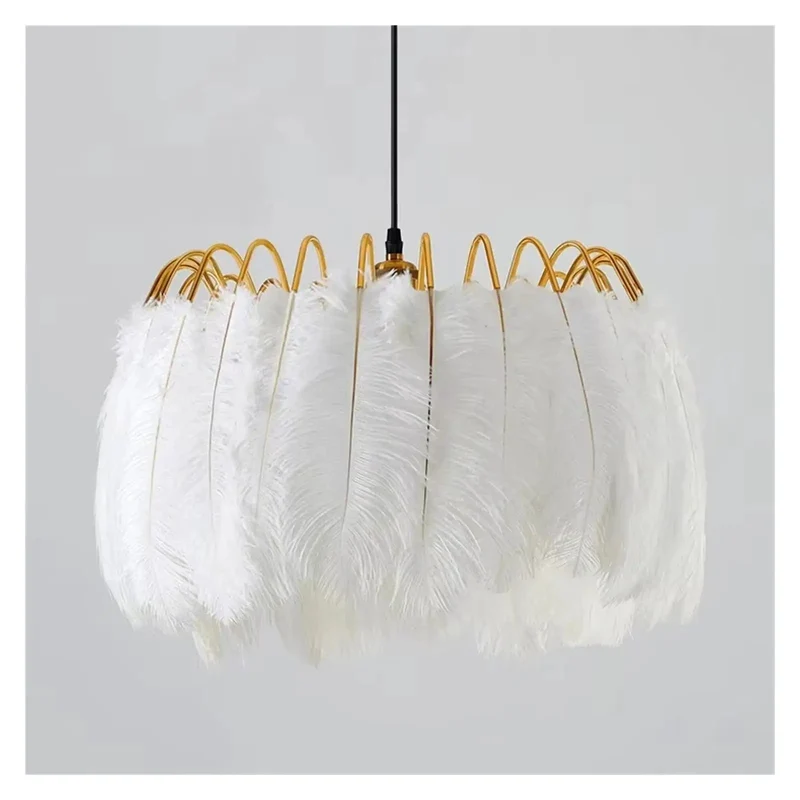 White Feather Pendant Light Chandelier Hanging Over Kitchen Island Or Dining Room Nordic Design Elegant Ceiling Fixture For Bedroom Easy Install Head Turner Room Vibe Upgrade