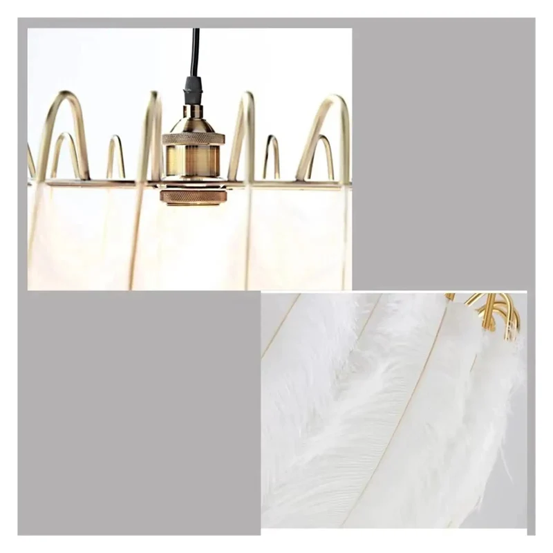 White Feather Pendant Light Chandelier Hanging Over Kitchen Island Or Dining Room Nordic Design Elegant Ceiling Fixture For Bedroom Easy Install Head Turner Room Vibe Upgrade