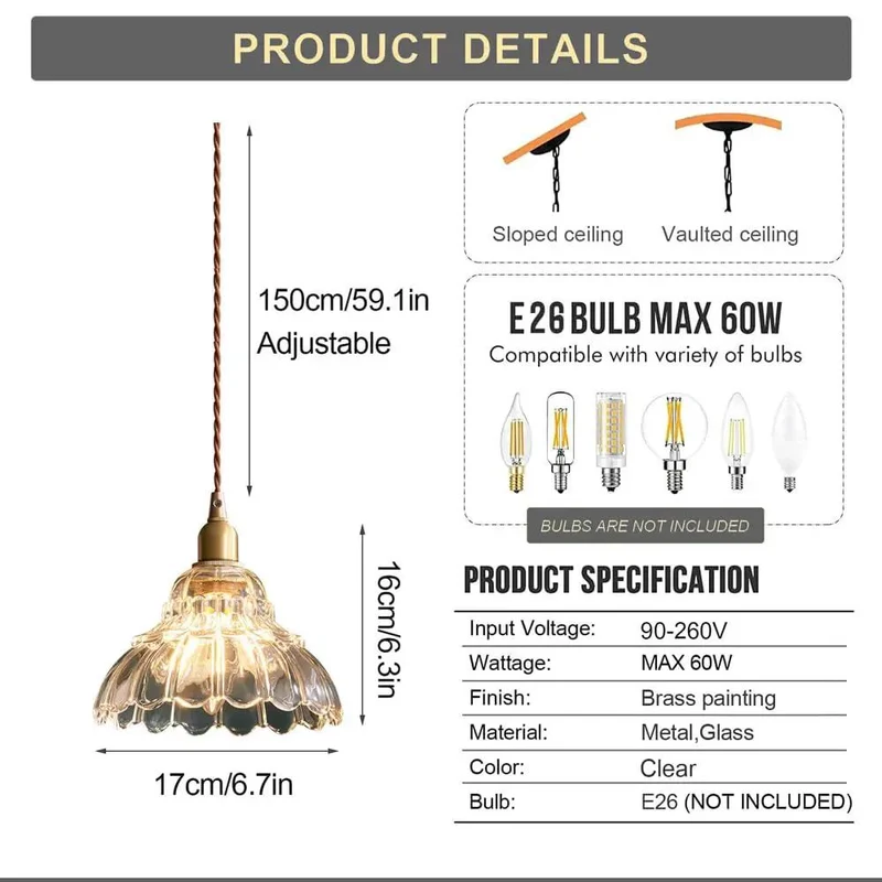 Sleek Clear Striped Glass Pendant Light With Antique Brass Finish Adjustable 59 Inch Cord For Kitchen Island And Dining Room Top Shelf Dope Design Mini Chandelier