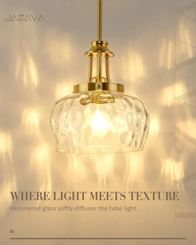 Hella Stylish 10 Inch Brushed Gold Pendant Light With Crisp Ribbed Glass Shade And Super Flexible Drop Rods For Dead Simple Setup In Modern Farmhouse Kitchens Dining Rooms Or Entryways