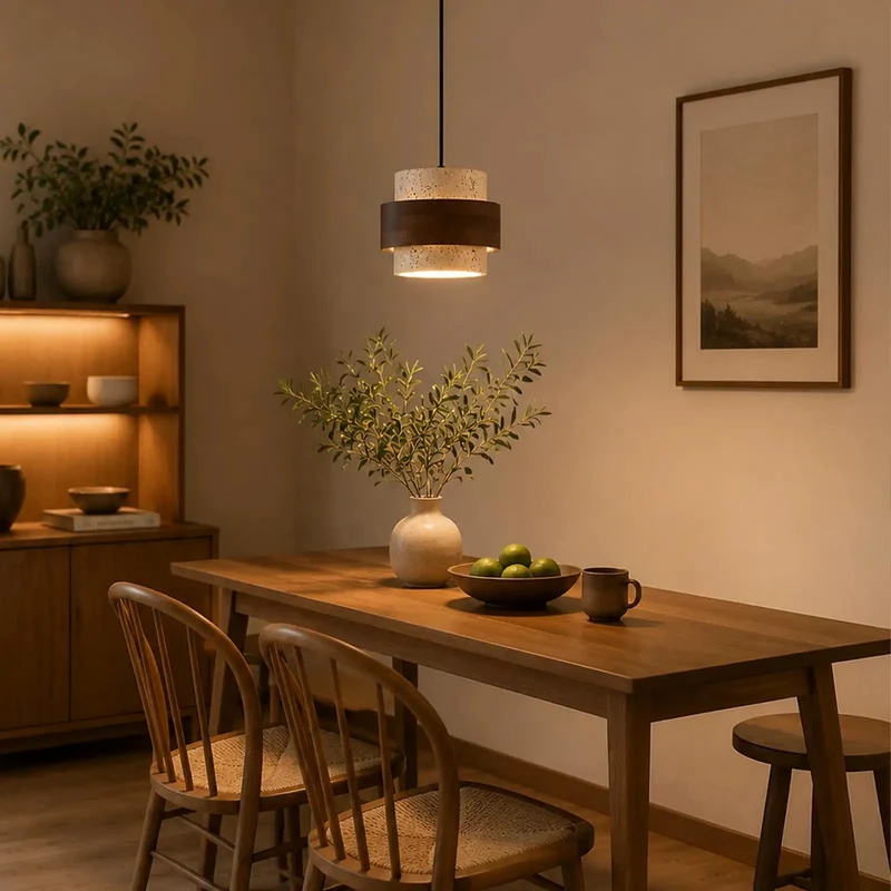 Handcrafted Wabi Sabi Pendant Light Featuring Solid Natural Stone Shell And Smooth Wood Trim Provides Straight Up Stunning Illumination Perfectly Suited For Kitchen Islands Modern Dining Rooms Or Cozy Living Spaces While Injecting Serious Rustic Vibe
