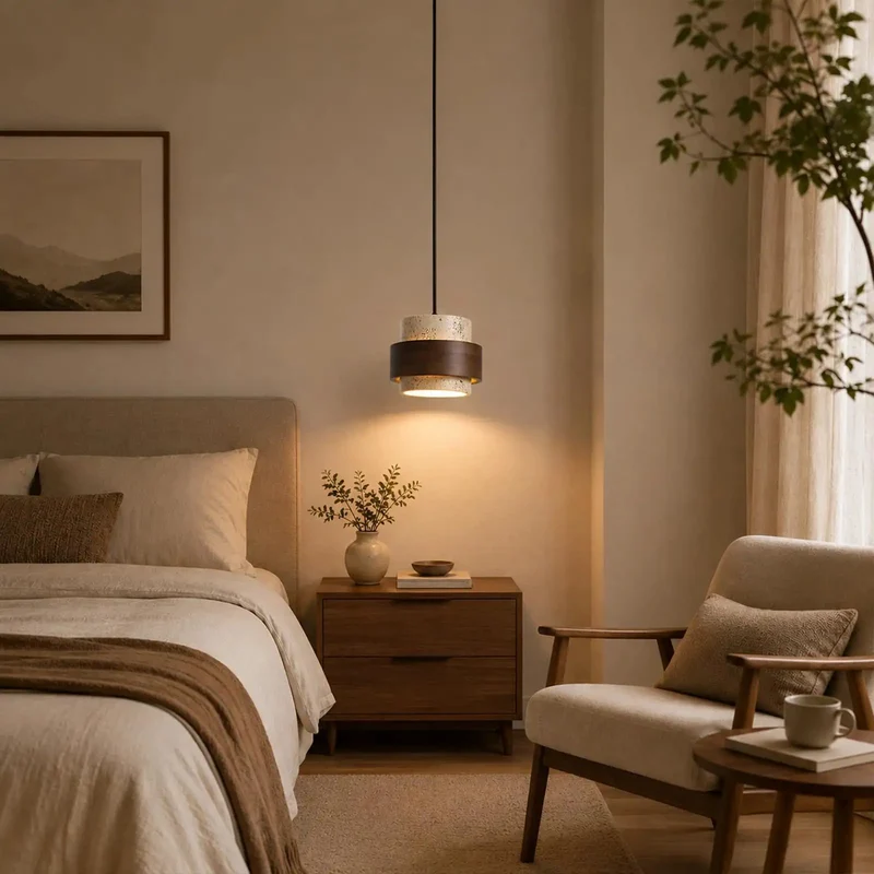 Handcrafted Wabi Sabi Pendant Light Featuring Solid Natural Stone Shell And Smooth Wood Trim Provides Straight Up Stunning Illumination Perfectly Suited For Kitchen Islands Modern Dining Rooms Or Cozy Living Spaces While Injecting Serious Rustic Vibe