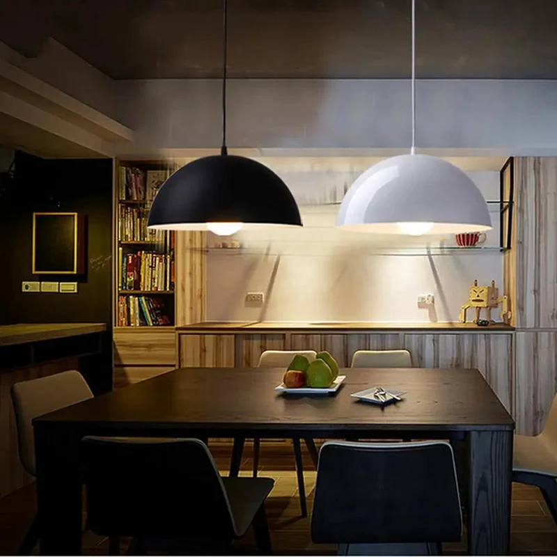 Glossy Orange Dome Pendant Light With Adjustable Cords Aluminum Shade For Kitchen Island Slick Design Big Bright Glow Easy Install Solid Home Decor Total Vibe Upgrade