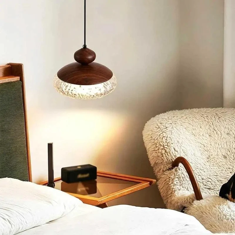 Badass Wood Grain Resin Pendant Light Featuring Water Ripple Texture 3 Color Led Hanging Fixture With Wall Control For Bedroom And Dining Room Bright 9.1 Inch Lamp Creating The Ultimate Cozy Vibe