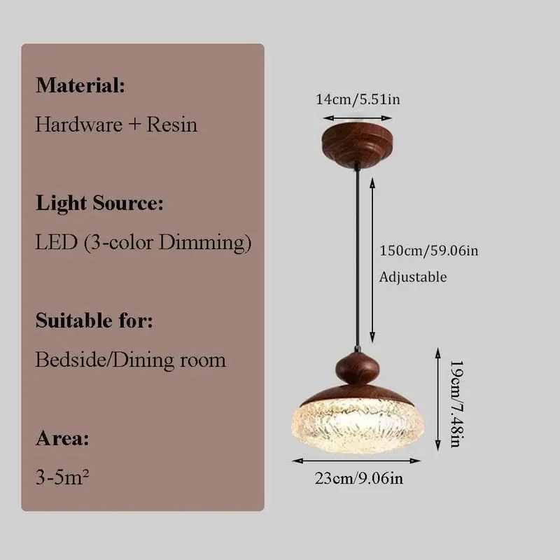 Badass Wood Grain Resin Pendant Light Featuring Water Ripple Texture 3 Color Led Hanging Fixture With Wall Control For Bedroom And Dining Room Bright 9.1 Inch Lamp Creating The Ultimate Cozy Vibe