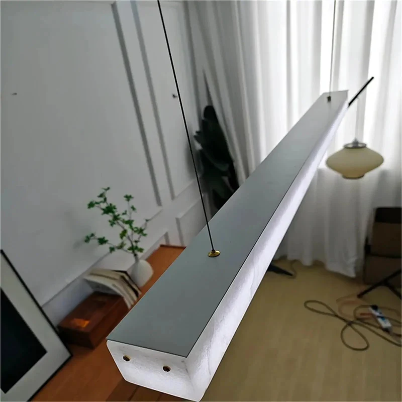 Show Stopping Natural Marble LED Pendant Light Modern Linear Hanging Lamp Elevates Your Home With Killer Styling Perfect For Hotel Lobby Restaurant Dining Table Living Room Bedroom Ambient Glow