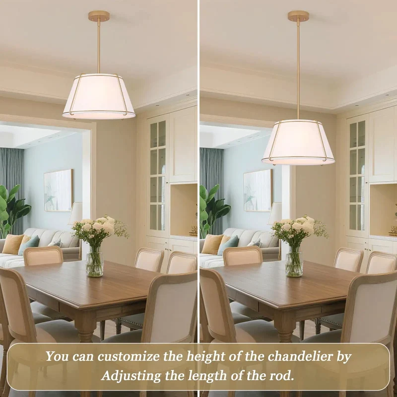 Fresh Vibe 16 Inch White And Gold Drum Pendant Light With Textured Linen Tapered Shade Brushed Metal Frame Polished Hardware And Clean Lines For A Top Tier Home Décor Upgrade Or Game Changing Centerpiece