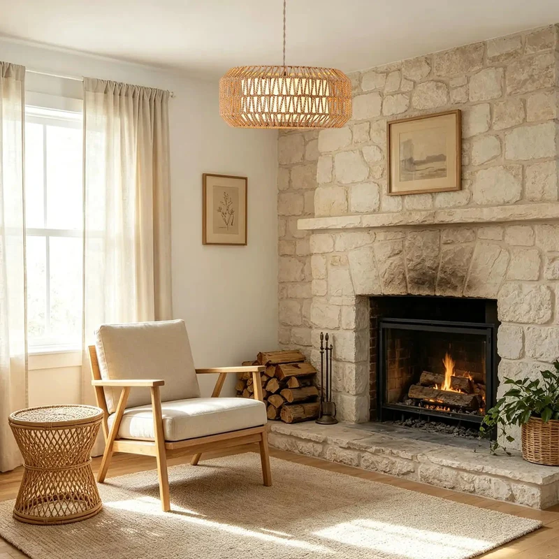 18 Inch Boho Plug In Pendant Light With Switch, No Sweat Setup Meets Solid American Craftsmanship, Triple E26 Sockets Pump Out Killer Ambient Glow, Open Weave Shade Brings Chill Vibes To Any Dining Space