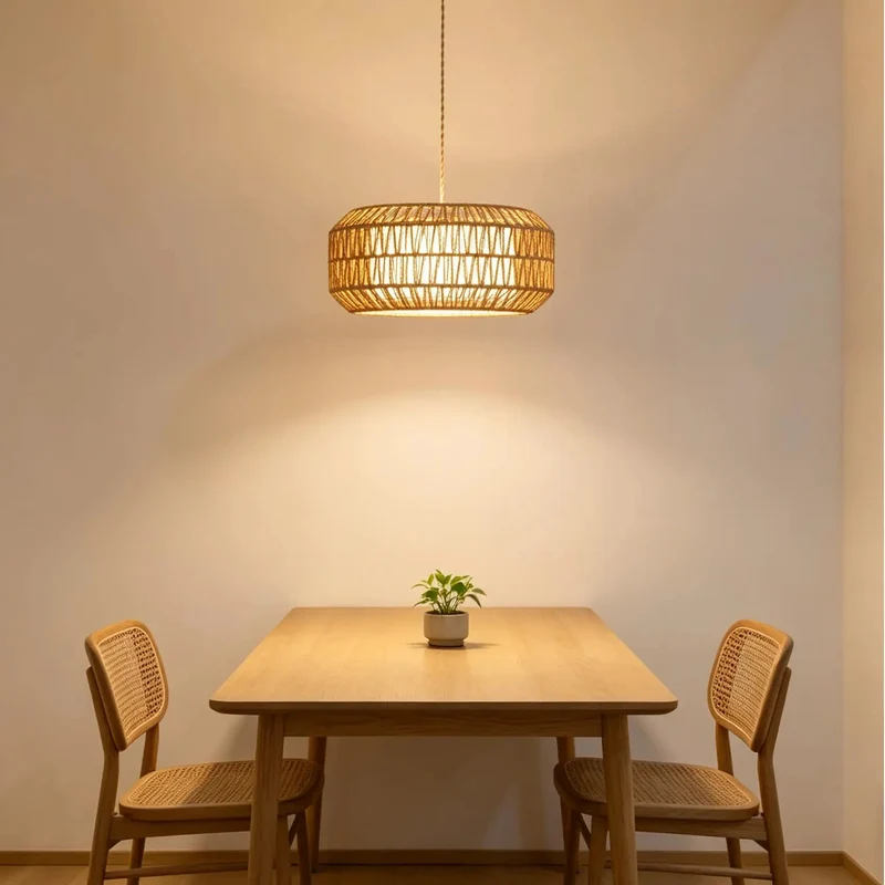 18 Inch Boho Plug In Pendant Light With Switch, No Sweat Setup Meets Solid American Craftsmanship, Triple E26 Sockets Pump Out Killer Ambient Glow, Open Weave Shade Brings Chill Vibes To Any Dining Space
