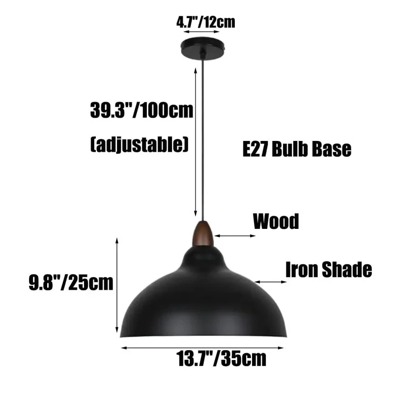 Solid Iron Dome Pendant Light With Adjustable Chain Rustic Modern Ceiling Lamp Big Vibe For Kitchen Island Dining Setup Quick Install And Chill Ambient Lighting
