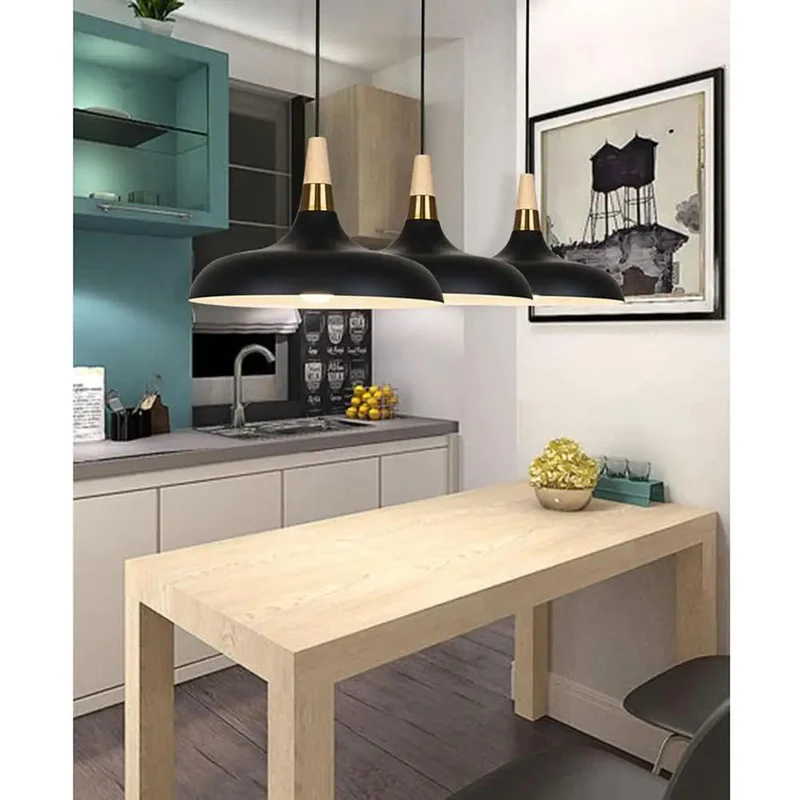 Rustic Metal And Wood Accent Pendant Light Bringing Swoon Worthy Farmhouse Vibes Perfectly Sized For Kitchen Islands Features Adjustable Suspension And A Fresh Yellow Gray Finish That Is Total Game Changer