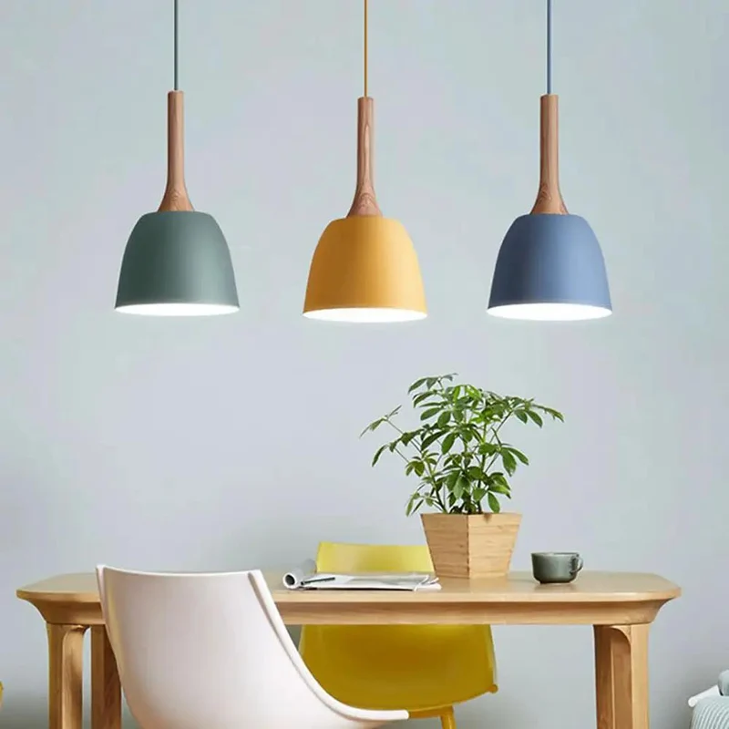 Modern Solid Wood Pendant Light With Matte Black Shade For Kitchen Islands And Farmhouse Homes Blue Hanging Lamp With A Dope Vibe Perfect For Bedrooms And Living Room Decor