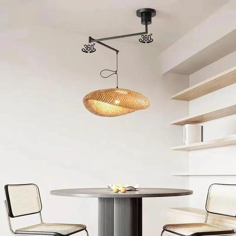 Smooth Swing Arm Chandelier With Hand Woven Bird Nest Shade Matte Black Adjustable Pendant Light For Farmhouse Dining Room And Kitchen Island Decor Straight Up Game Changer Upgrade Your Space