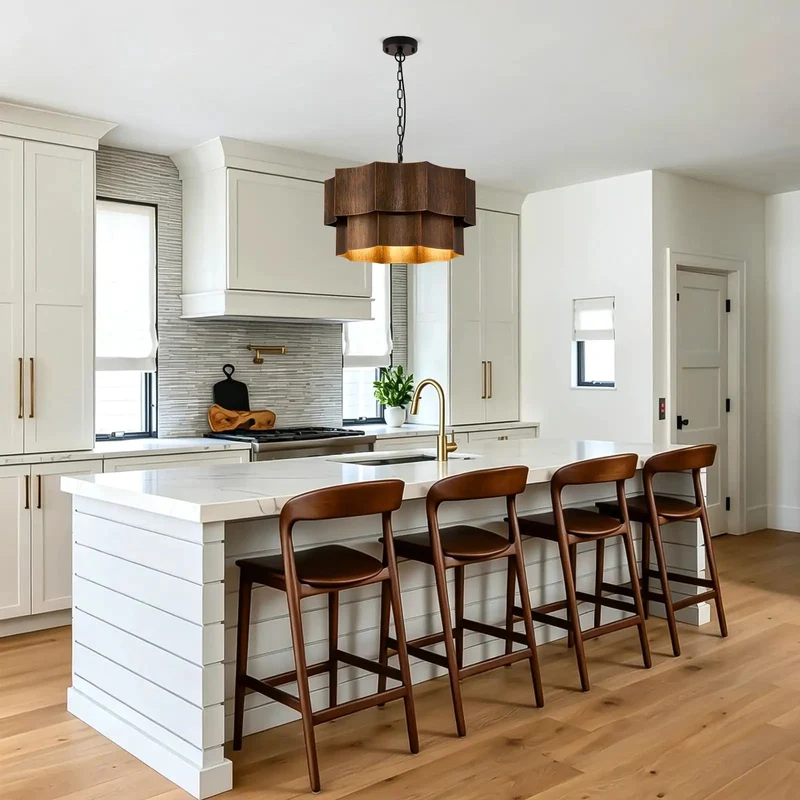 Heavy Duty Two Tier Drum Chandelier With Five Bright Lamps In Durable Dark Bronze Finish And Gold Accent Frame For That Classic Farmhouse Dining Room Vibe And Super Solid Ceiling Lighting Setup