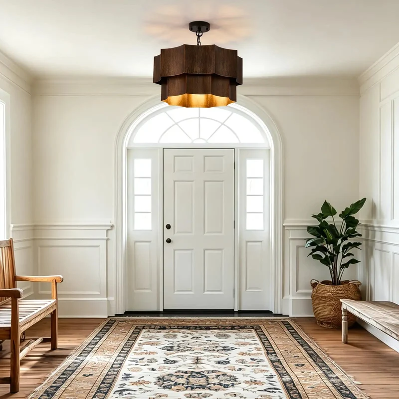 Heavy Duty Two Tier Drum Chandelier With Five Bright Lamps In Durable Dark Bronze Finish And Gold Accent Frame For That Classic Farmhouse Dining Room Vibe And Super Solid Ceiling Lighting Setup