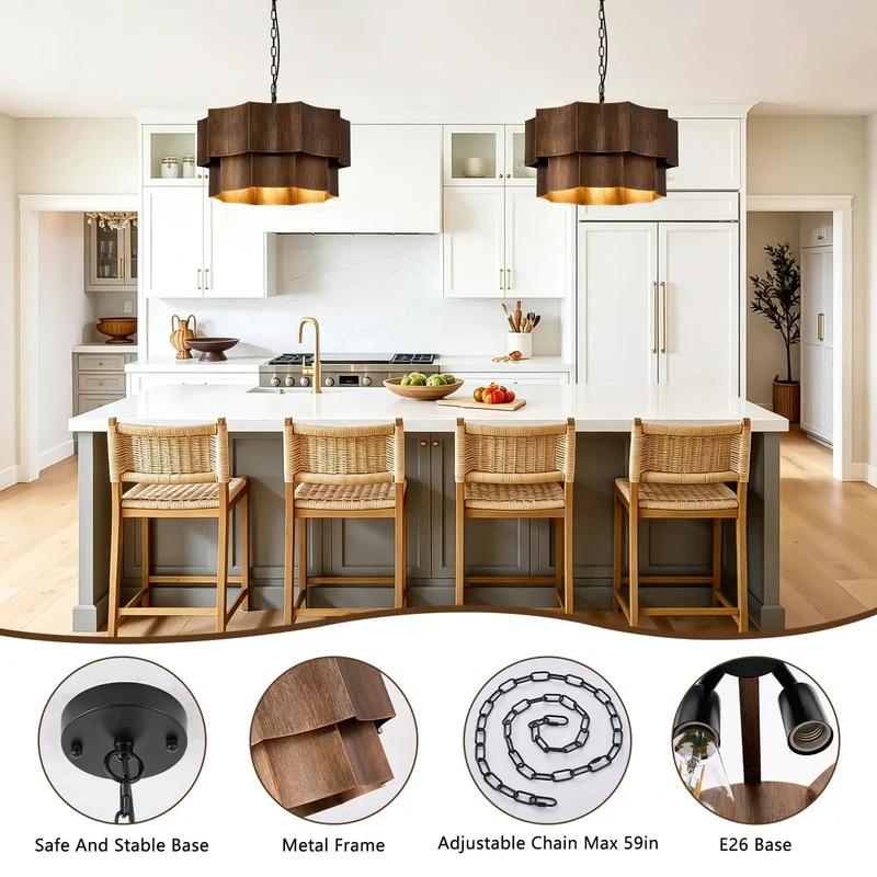 Heavy Duty Two Tier Drum Chandelier With Five Bright Lamps In Durable Dark Bronze Finish And Gold Accent Frame For That Classic Farmhouse Dining Room Vibe And Super Solid Ceiling Lighting Setup
