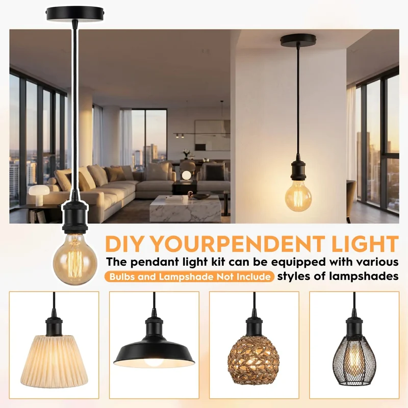 Badass Matte Black Industrial Mini Pendant Light Kit With Slick E26 Single Bulb Socket And Heavy Duty Metal Canopy For Dope Loft Cafe Or Modern Farmhouse Accent Decor