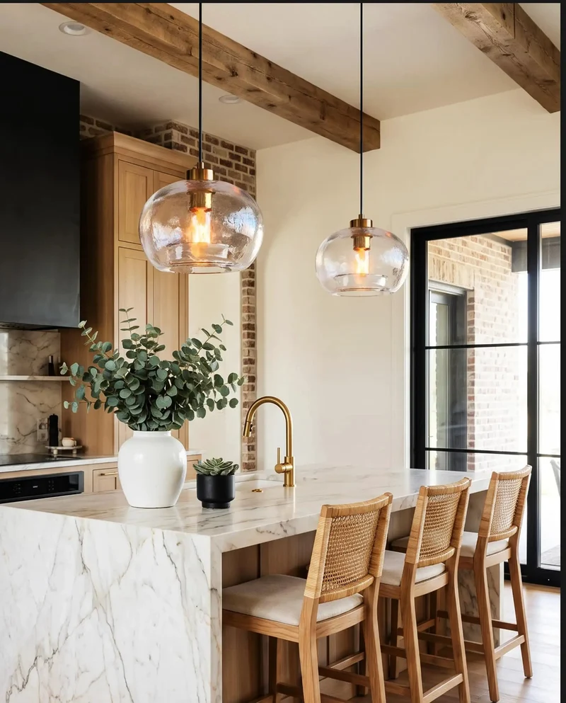 Killer Modern Glass Pendant Lights Two Pack With Textured Clear Globe Shades And Brass Hardware Black Cord Effortless Hang For Kitchen Island Or Dining Room Absolute Vibe Shift Ambient Glow