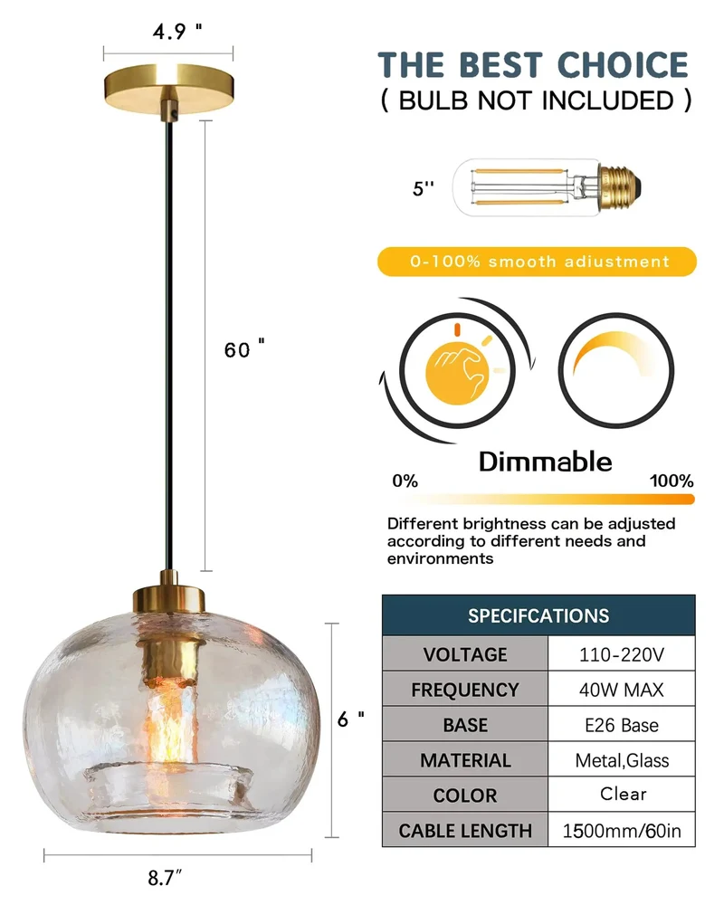 Killer Modern Glass Pendant Lights Two Pack With Textured Clear Globe Shades And Brass Hardware Black Cord Effortless Hang For Kitchen Island Or Dining Room Absolute Vibe Shift Ambient Glow