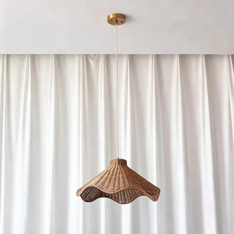 Top Shelf Rattan Chandelier With Extendable Cord, Smooth Boho Pendant Light For Living Area And Primary Bedroom, Handcrafted Iron Frame Ceiling Lamp That Brings Fresh Energy