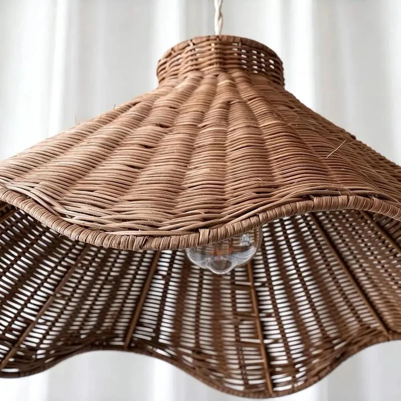 Top Shelf Rattan Chandelier With Extendable Cord, Smooth Boho Pendant Light For Living Area And Primary Bedroom, Handcrafted Iron Frame Ceiling Lamp That Brings Fresh Energy