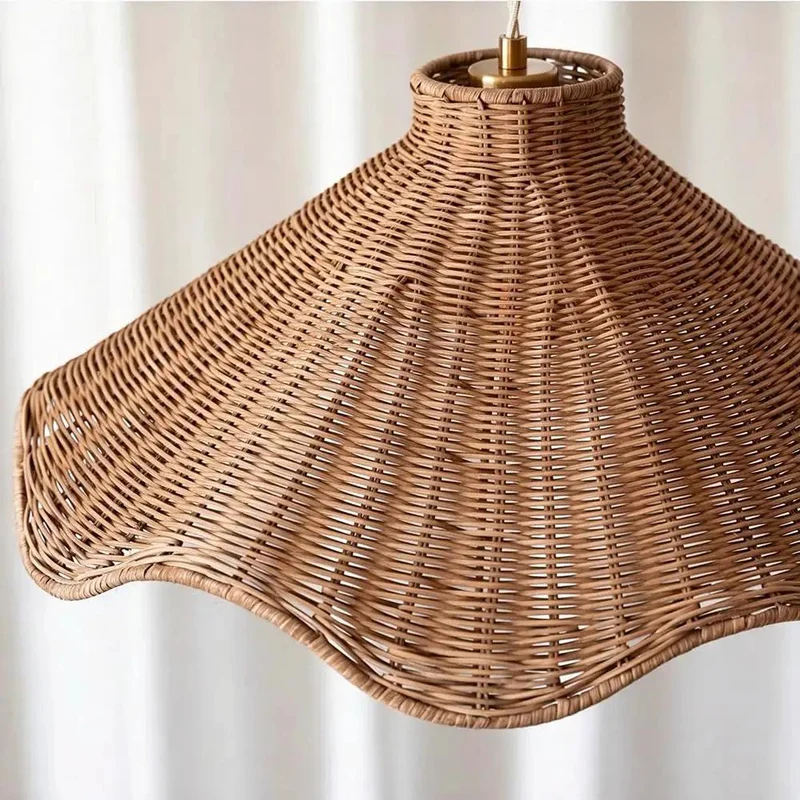 Top Shelf Rattan Chandelier With Extendable Cord, Smooth Boho Pendant Light For Living Area And Primary Bedroom, Handcrafted Iron Frame Ceiling Lamp That Brings Fresh Energy
