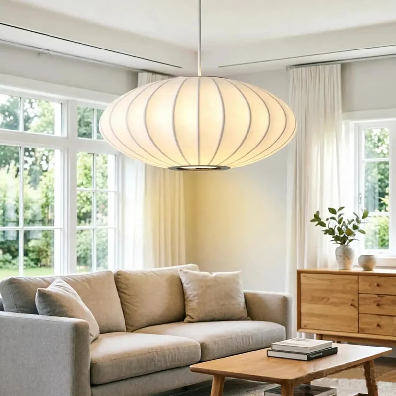 20 Inch Japanese Wabi Sabi Pendant Light Featuring Premium Silk Shade And Rugged Metal Frame To Create A Next Level Boho Hanging Lantern Vibe That Seriously Elevates Your Living Room Or Bedroom Decor Game
