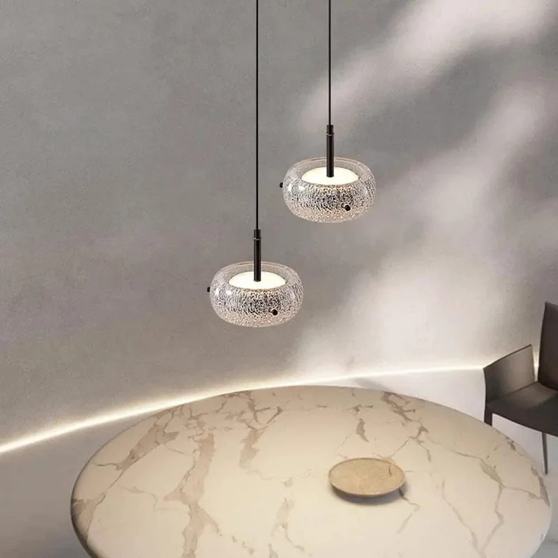Top Tier Gold Resin Pendant Light With Versatile Three Tone LED Hanging Fixture Featuring Slick Ice Crack Shade And Quick Flick Wall Switch For Chill Living Room Ambiance