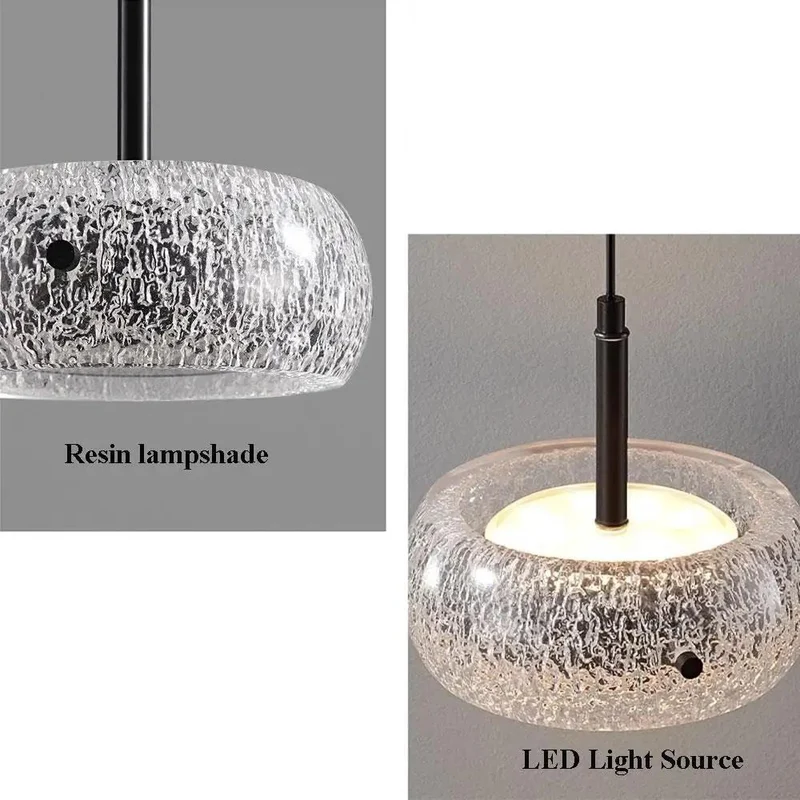 Top Tier Gold Resin Pendant Light With Versatile Three Tone LED Hanging Fixture Featuring Slick Ice Crack Shade And Quick Flick Wall Switch For Chill Living Room Ambiance