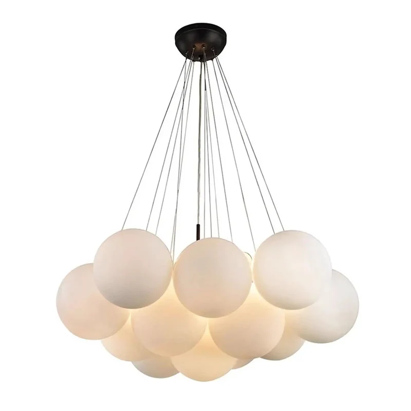 Classic Swanky Bubble Glass Chandelier White Ball Pendant Lamp Hanging Light Fixture For Living Room Bedroom Home Decor Killer Ambient Glow Solid Build And Quick Hook Up