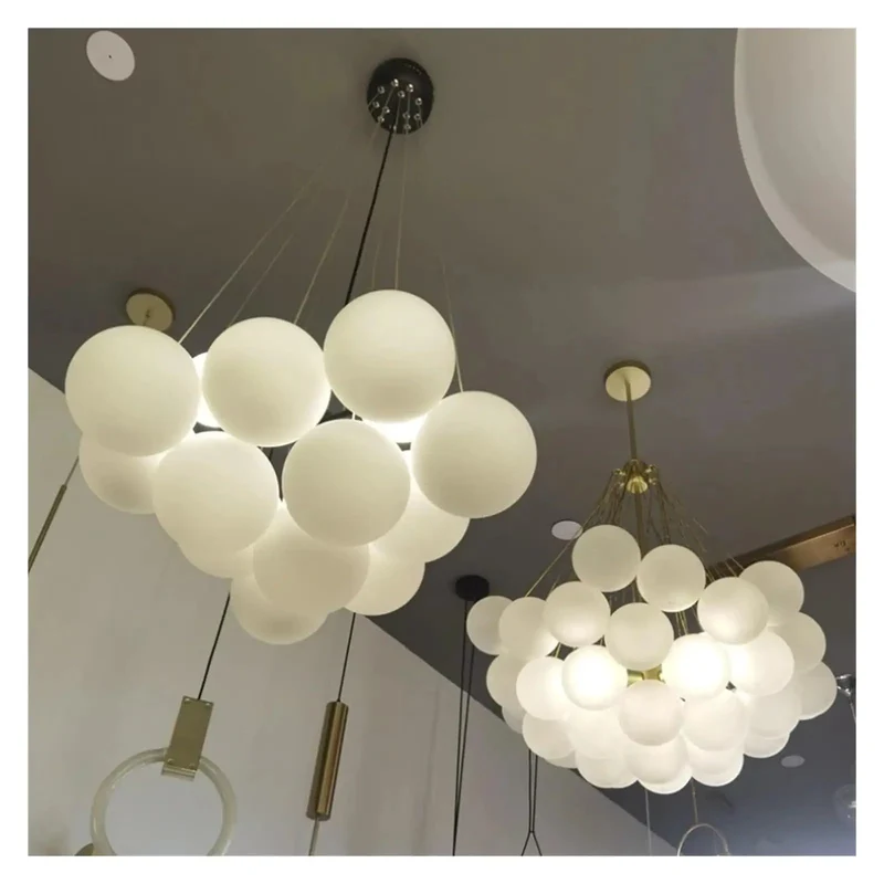 Classic Swanky Bubble Glass Chandelier White Ball Pendant Lamp Hanging Light Fixture For Living Room Bedroom Home Decor Killer Ambient Glow Solid Build And Quick Hook Up