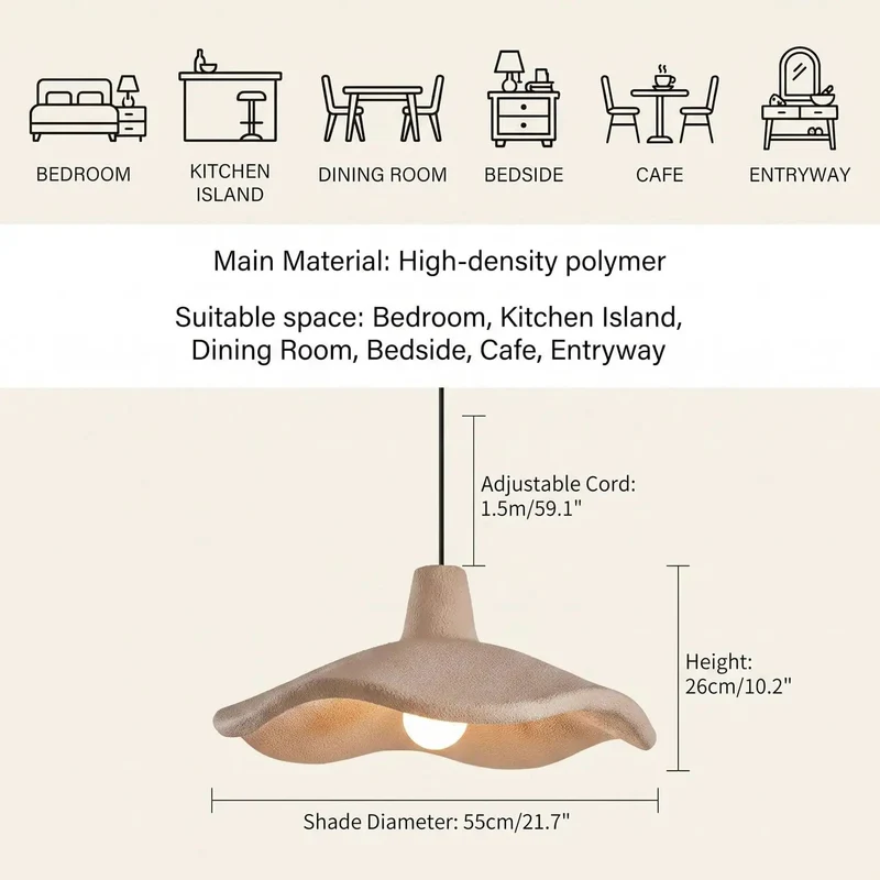 Heavy Duty Textured Pendant Light Cream Hanging Lamp For Kitchen Island With Cozy Warm Ambiance Easy Drop Wire Setup Solid Metal Frame Super Sleek Modern Decor Game Changer