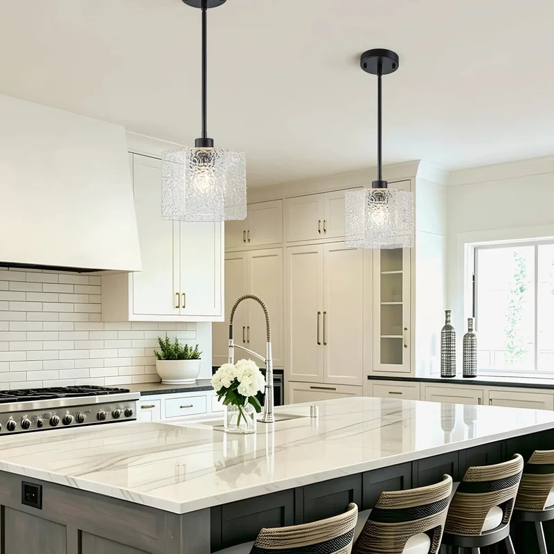 Modern Water Ripple Glass Pendant Light With Brushed Gold Trim And Fully Adjustable Hanging Cord Built For Kitchen Island Bedroom Or Dining Room Ceiling Fixtures Bringing A Smooth Chill Vibe