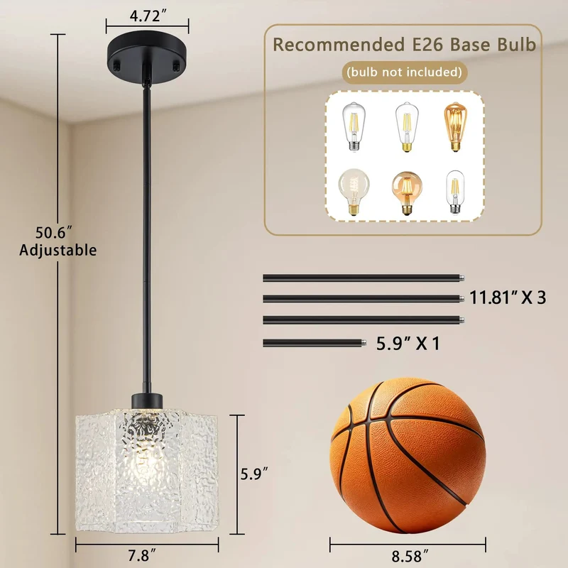 Modern Water Ripple Glass Pendant Light With Brushed Gold Trim And Fully Adjustable Hanging Cord Built For Kitchen Island Bedroom Or Dining Room Ceiling Fixtures Bringing A Smooth Chill Vibe