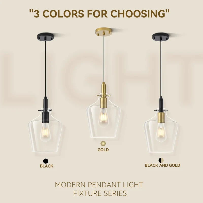 Two Pack Slick Black Pendant Lights Featuring Eight Inch Clear Glass Shades And Quick Adjustable Chains To Level Up Your Kitchen Island Or Living Room Setup Modern Farmhouse Industrial Ceiling Lamp