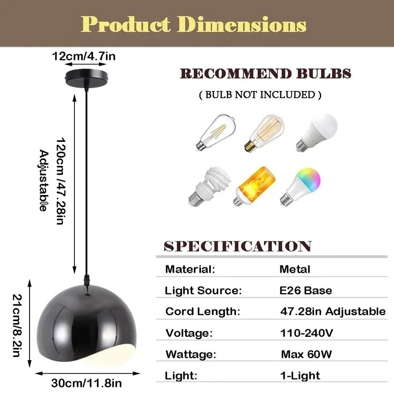 Solid Gauge Steel Pendant Lamp Serving Up Real American Industrial Swagger With A Straight 8.2 Inch Width And Standard E26 Bulb Support Up To Sixty Watts For That Smooth Lazy Evening Glow You Actually Crave