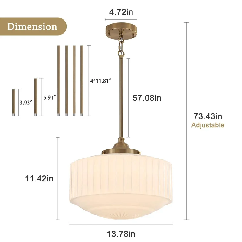 Totally Timeless Vintage Brass Pendant Light Featuring Pleated Milk Glass Shade And Simple E26 Bulb Setup Completely Fresh Look For Kitchen Dining Room Or Cafe Room Glow Up