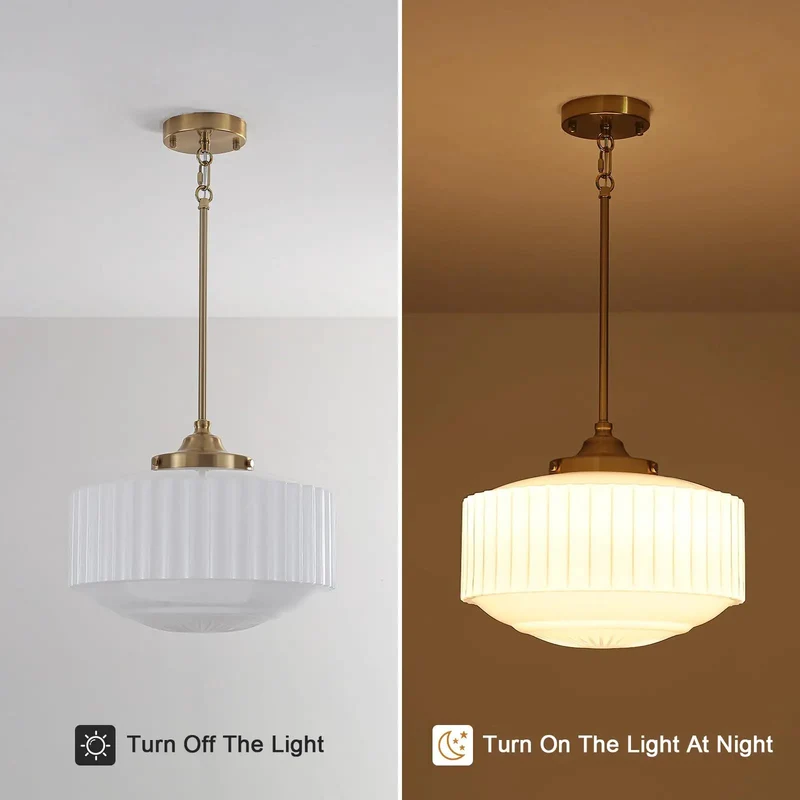 Totally Timeless Vintage Brass Pendant Light Featuring Pleated Milk Glass Shade And Simple E26 Bulb Setup Completely Fresh Look For Kitchen Dining Room Or Cafe Room Glow Up