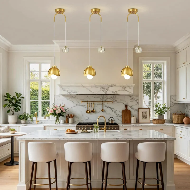 Sleek Modern Gold Two Light Pendant Fixture Featuring A Straight Fire Art Deco Dual Bulb Design That Delivers Killer Kitchen Island Task Lighting Plus Cozy Space Ambiance