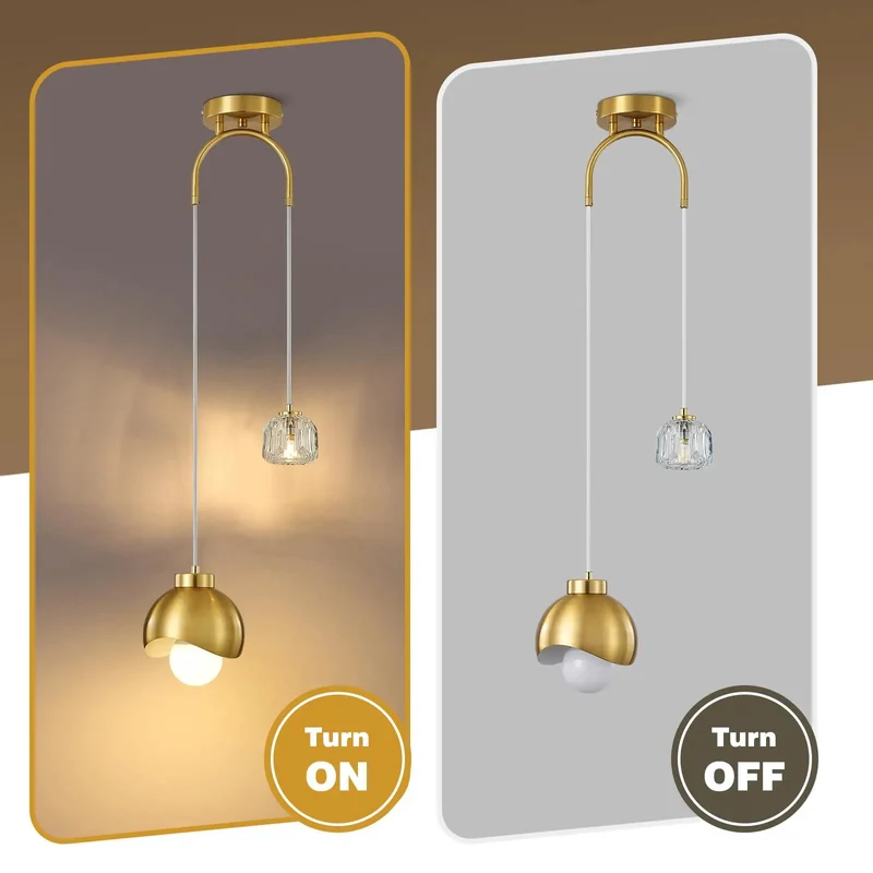 Sleek Modern Gold Two Light Pendant Fixture Featuring A Straight Fire Art Deco Dual Bulb Design That Delivers Killer Kitchen Island Task Lighting Plus Cozy Space Ambiance