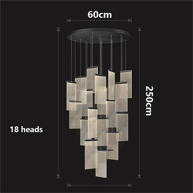 Modern LED Staircase Pendant Light With Rock Solid Iron Frame For High Ceilings, Heavy Duty Dual Material Build Works For Stairs Halls And Living Rooms To Level Up Your Home Vibe While Getting The Job Done Right
