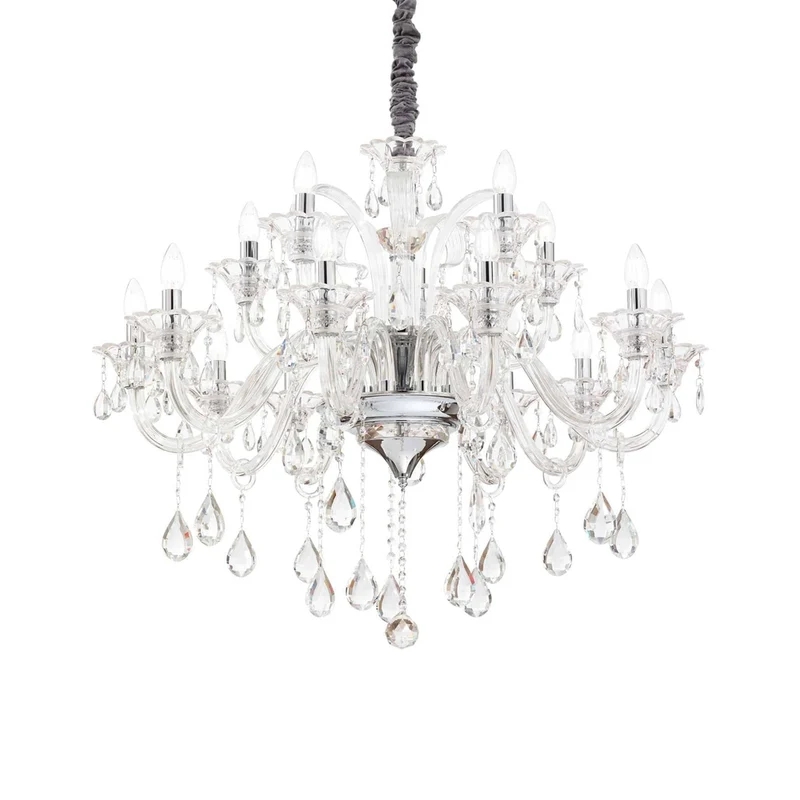 Lustre Chrome Verre Transparent Salon
