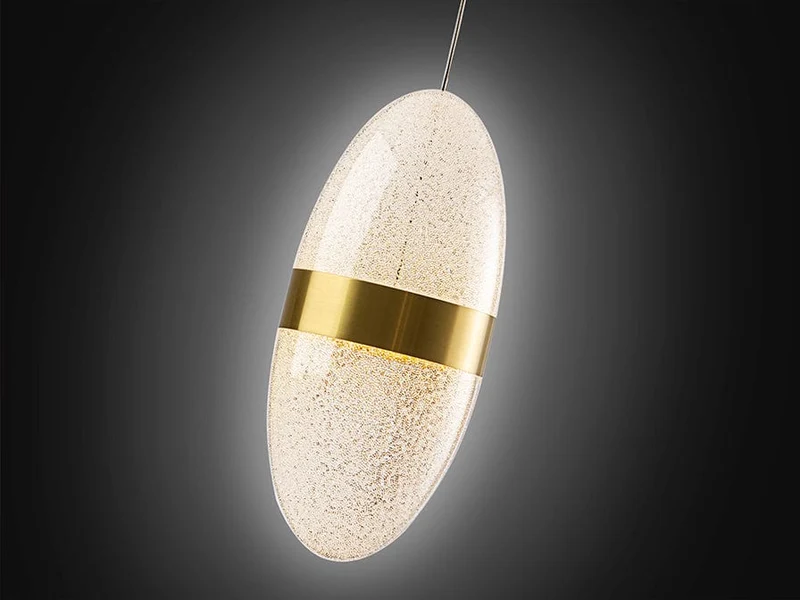 Suspension Chambre Oeuf Cristal Verre Or