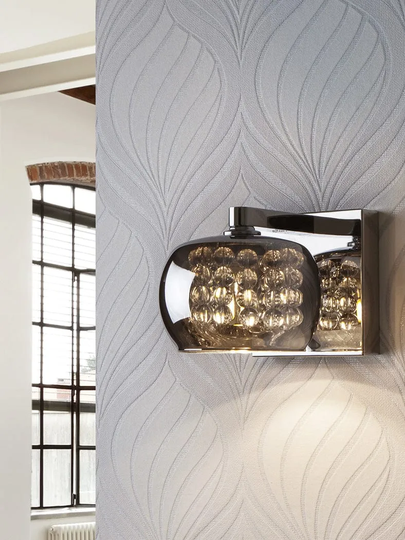 Applique Murale Noire Fumé Cristal Moderne Chambre Noire